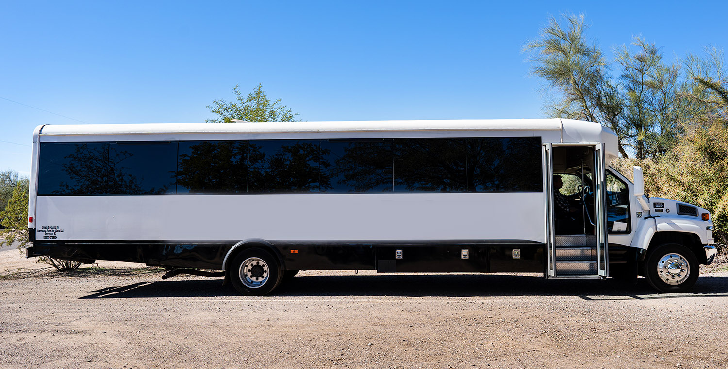 Party Bus for Bachelor Party Large White Party Bus for bachelor and bachelorette parties